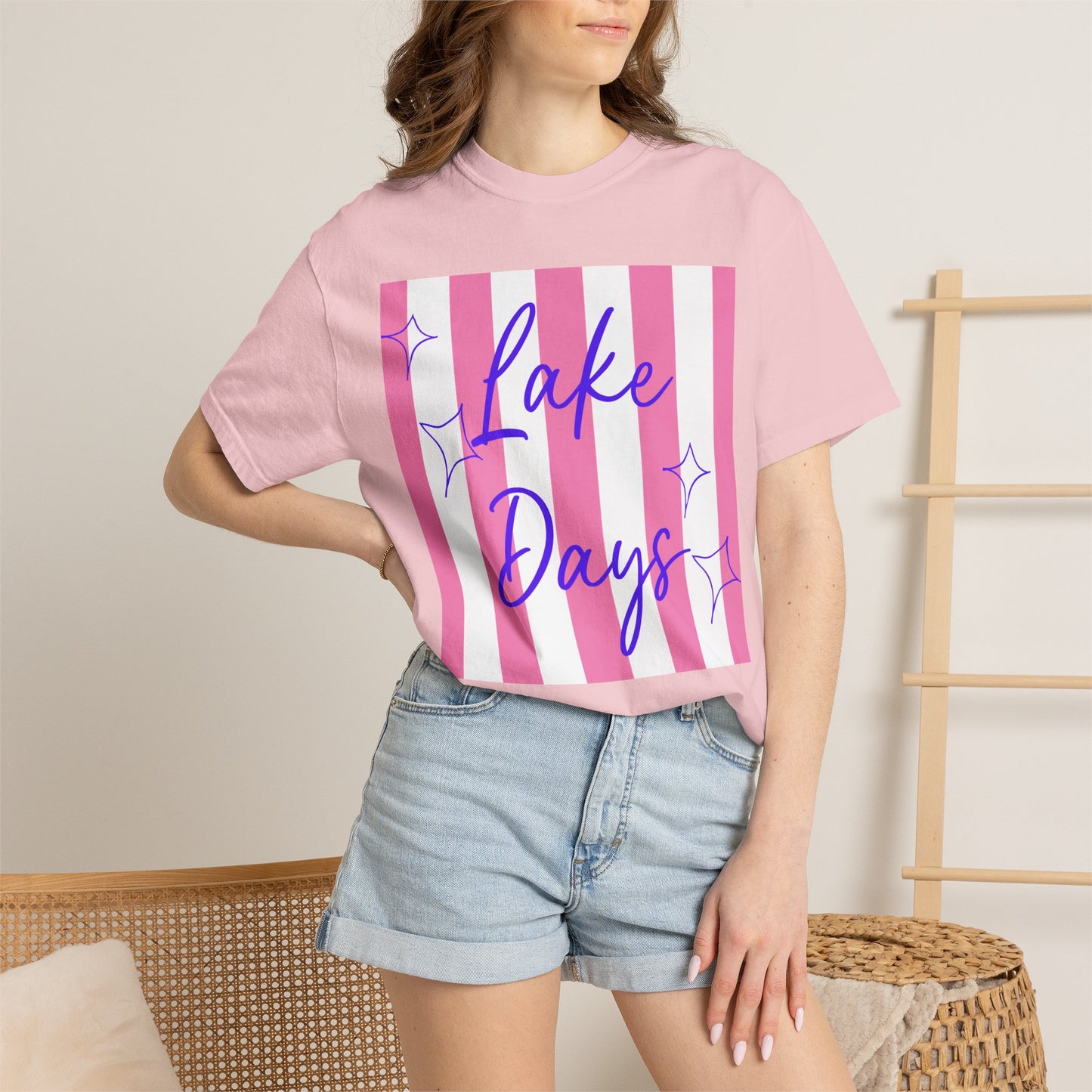 Lake Days T-Shirt — Pink Stripe Summer Tee
