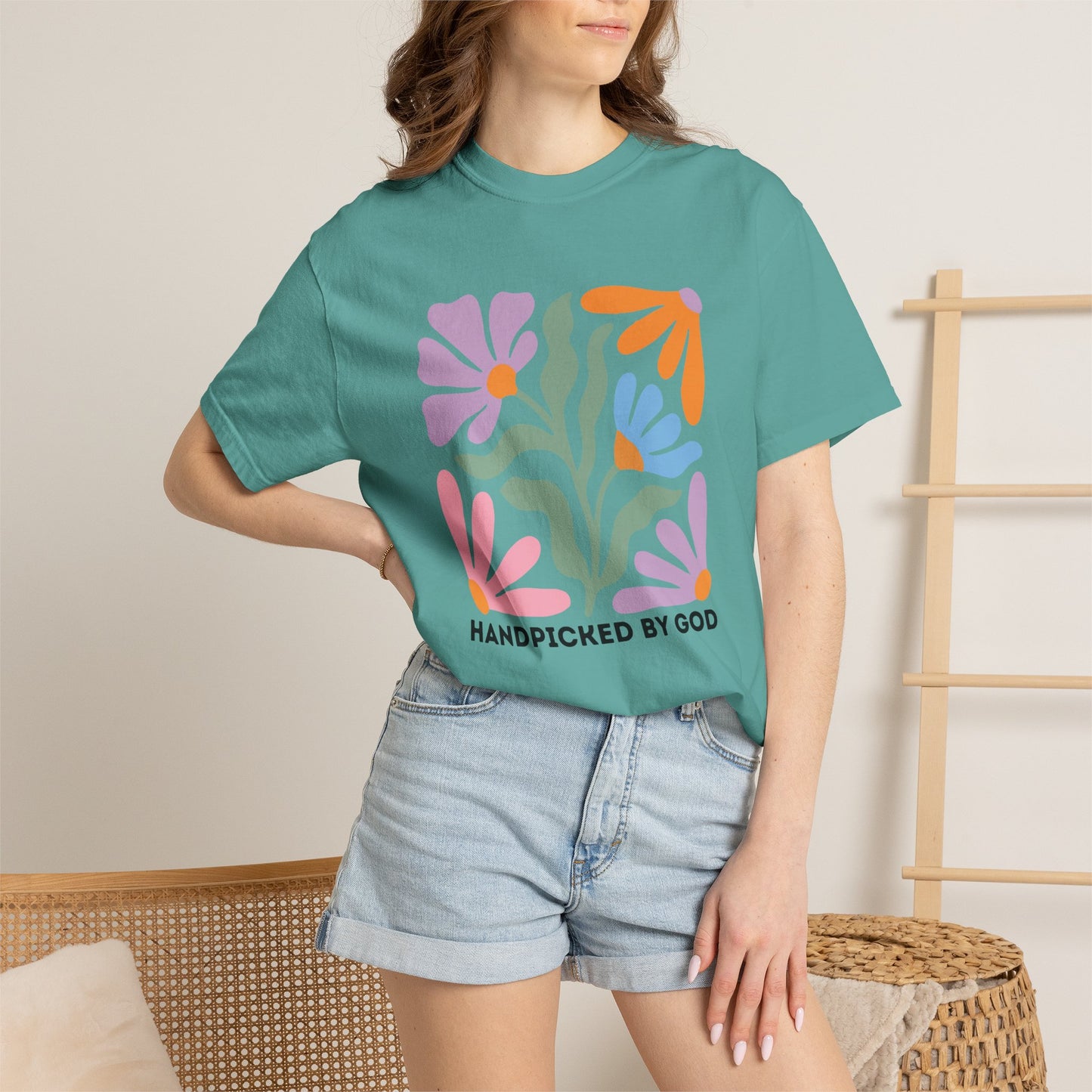 Handpicked by God Floral T-Shirt — Colorful Faith Graphic Tee