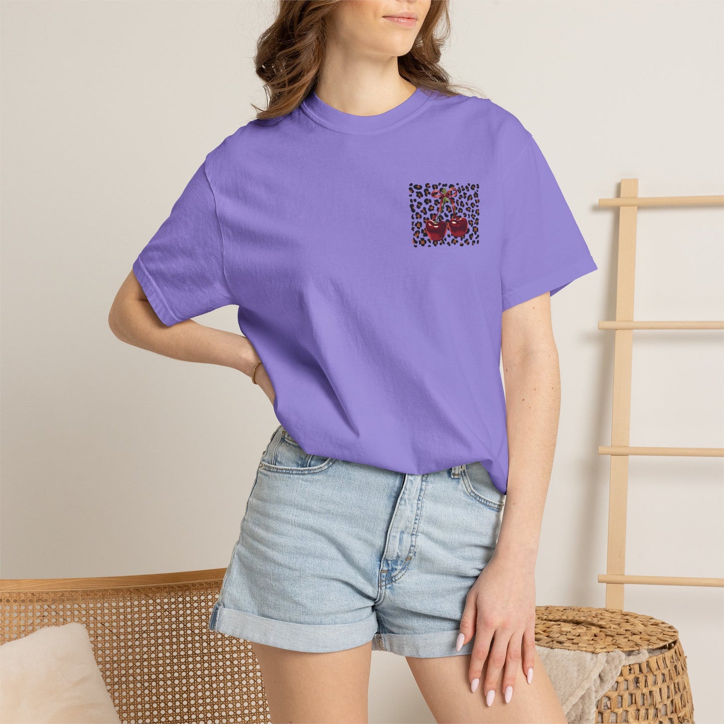 T-Shirt — Red Ribbon Pocket & Back Bow Print