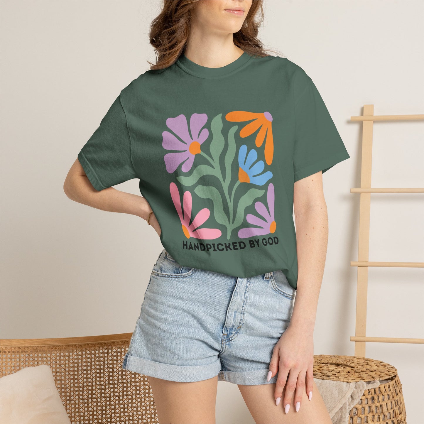 Handpicked by God Floral T-Shirt — Colorful Faith Graphic Tee