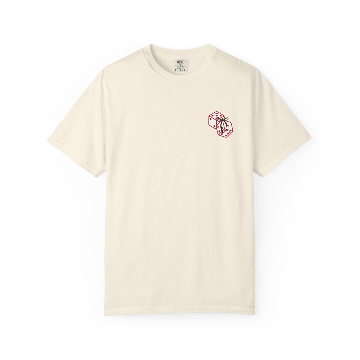 Cherry Babe T‑Shirt — Retro Pink Cherries, Dice & Hearts Graphic Tee