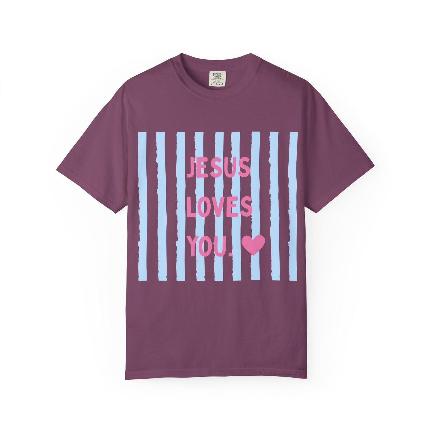 Jesus Loves You T-Shirt — Pastel Striped Faith Tee