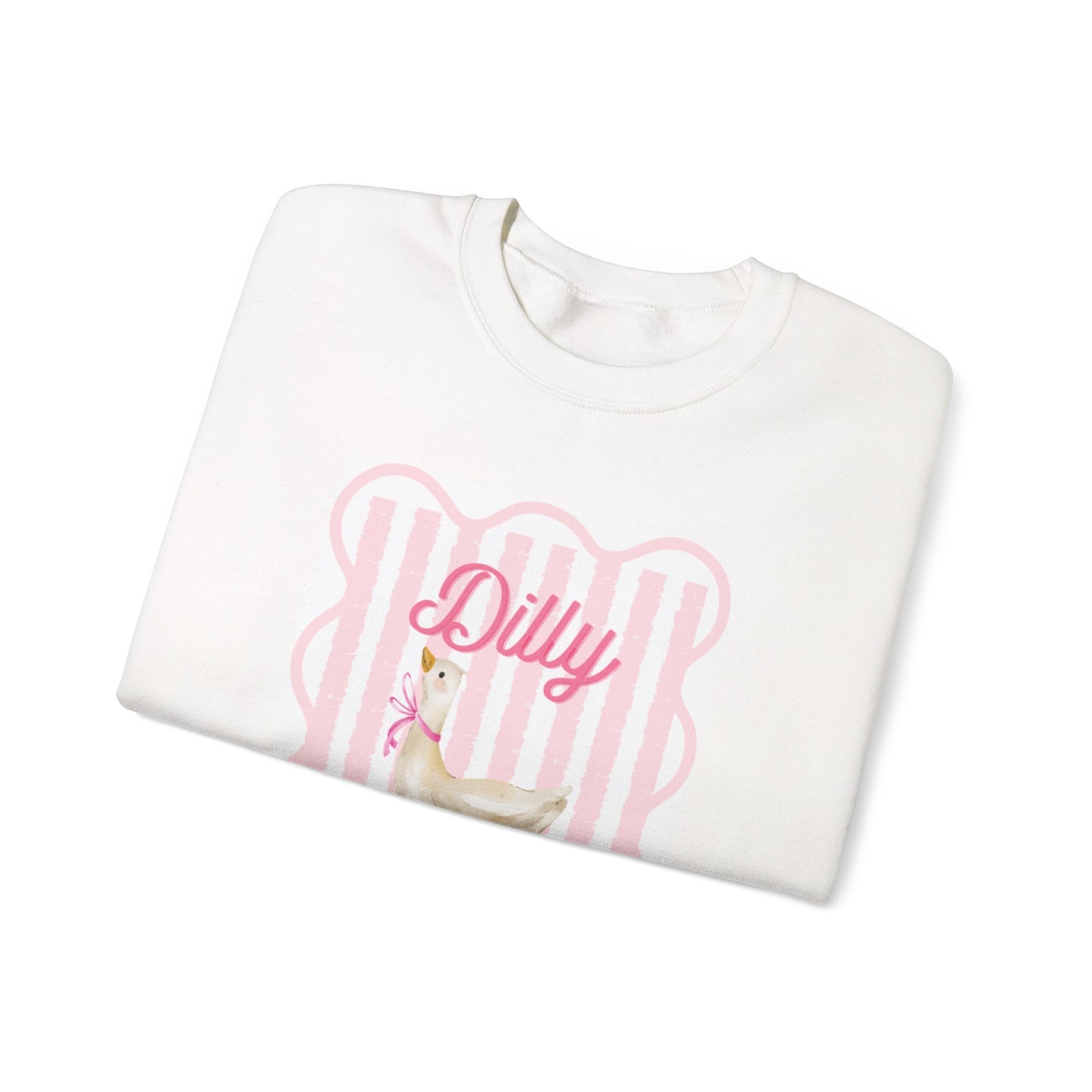 Chicken Crewneck Sweatshirt — "Dilly Dallying" Cute Pastel Hen Graphic