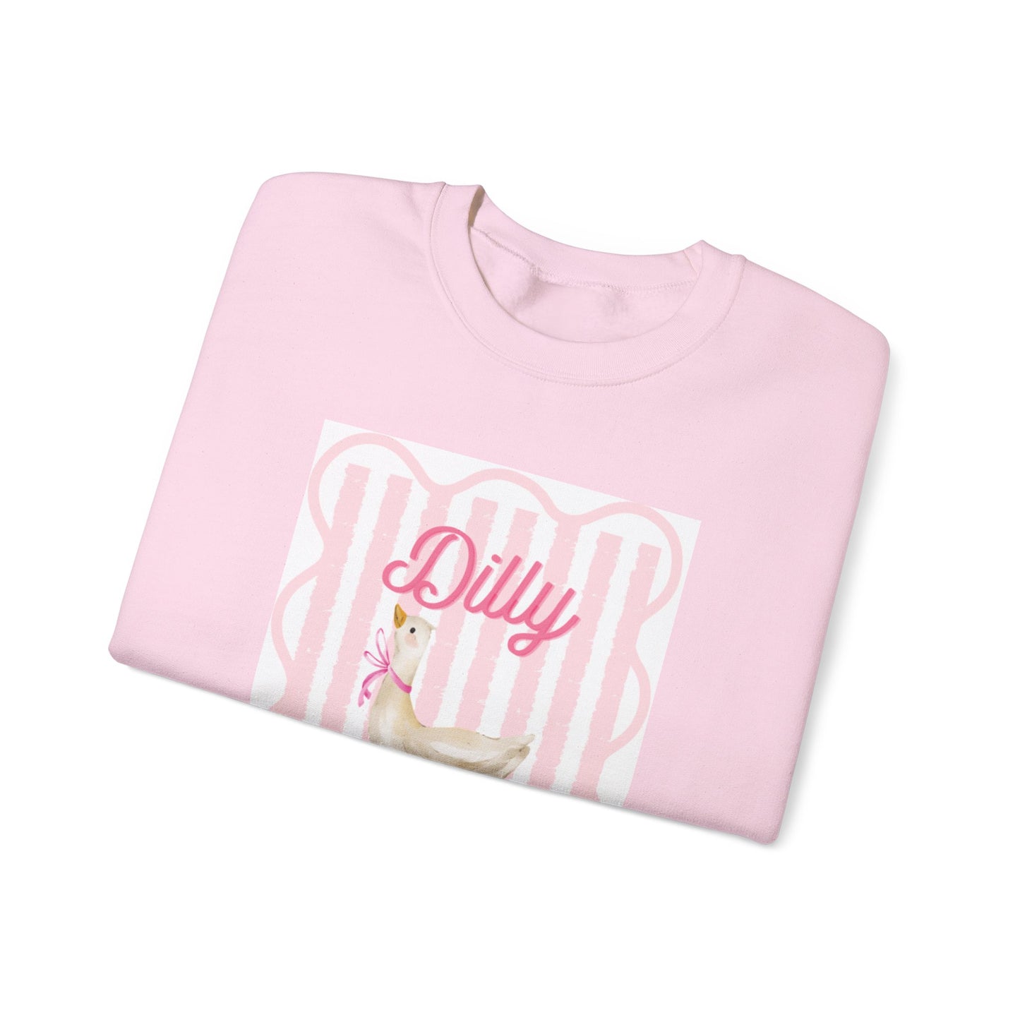 Chicken Crewneck Sweatshirt — "Dilly Dallying" Cute Pastel Hen Graphic