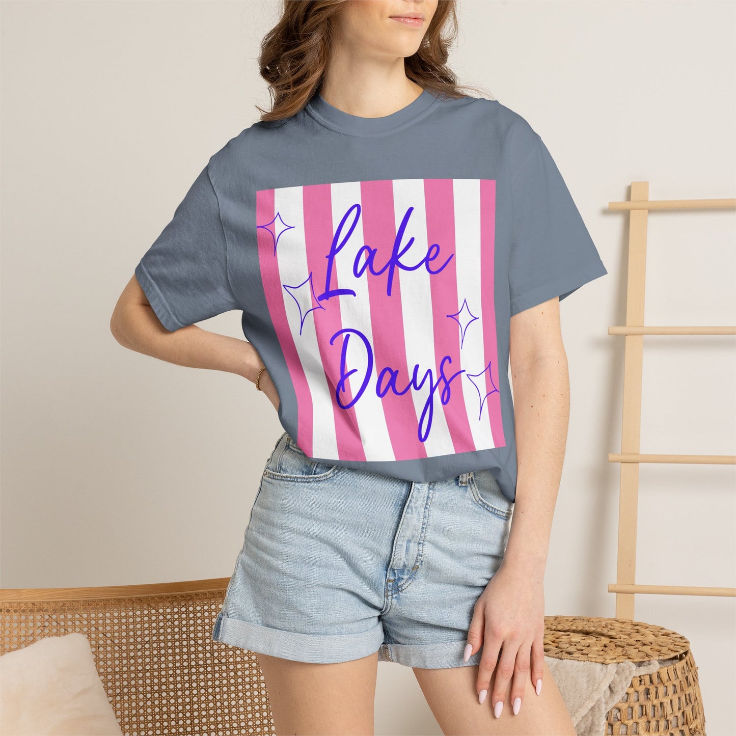 Lake Days T-Shirt — Pink Stripe Summer Tee