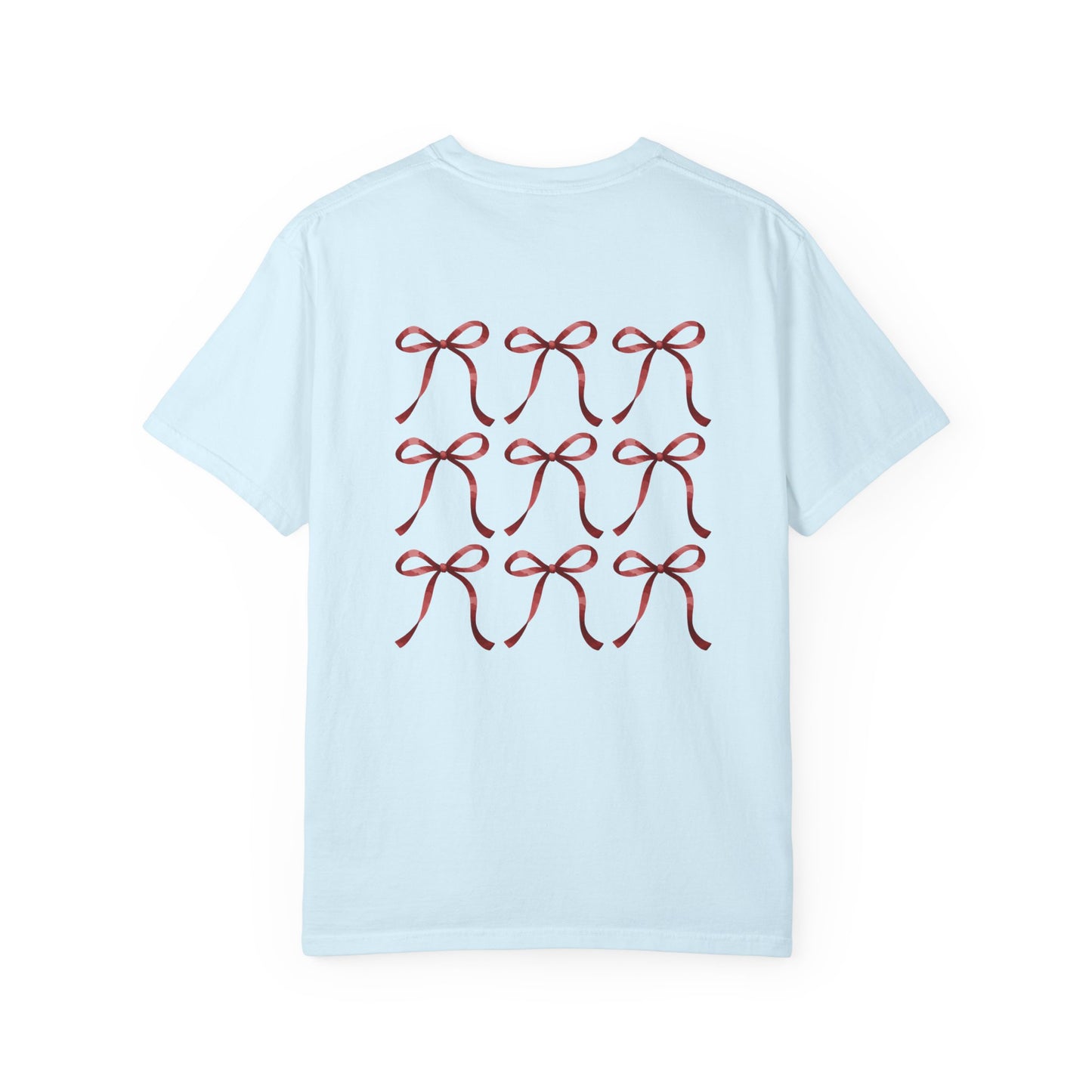 T-Shirt — Red Ribbon Pocket & Back Bow Print