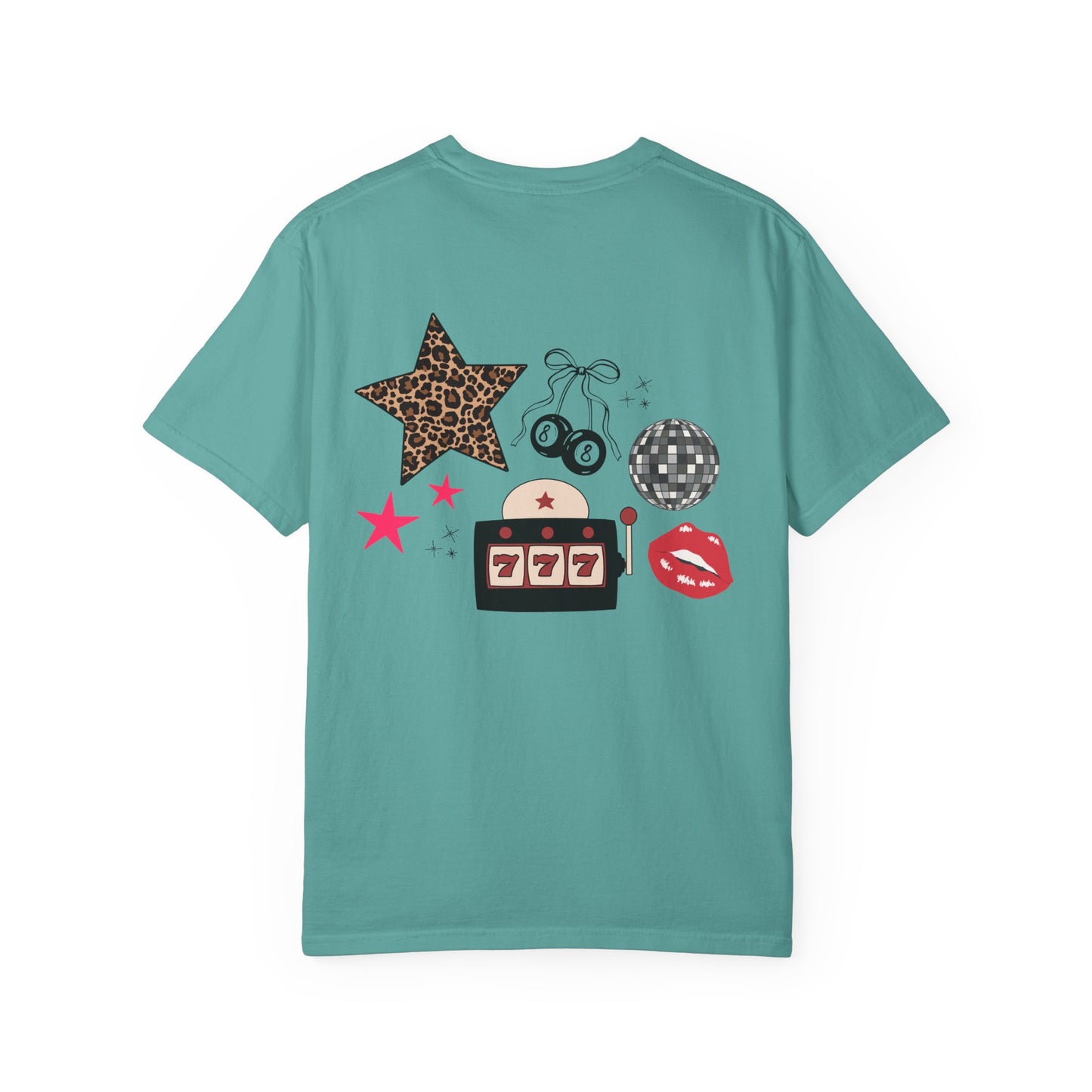 LOVE Leopard Kiss Graphic T‑Shirt — Retro Casino & Disco Chest Print