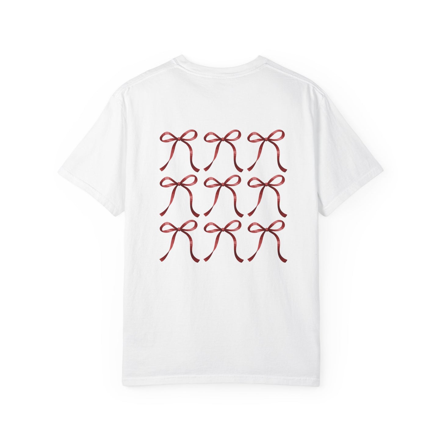 T-Shirt — Red Ribbon Pocket & Back Bow Print