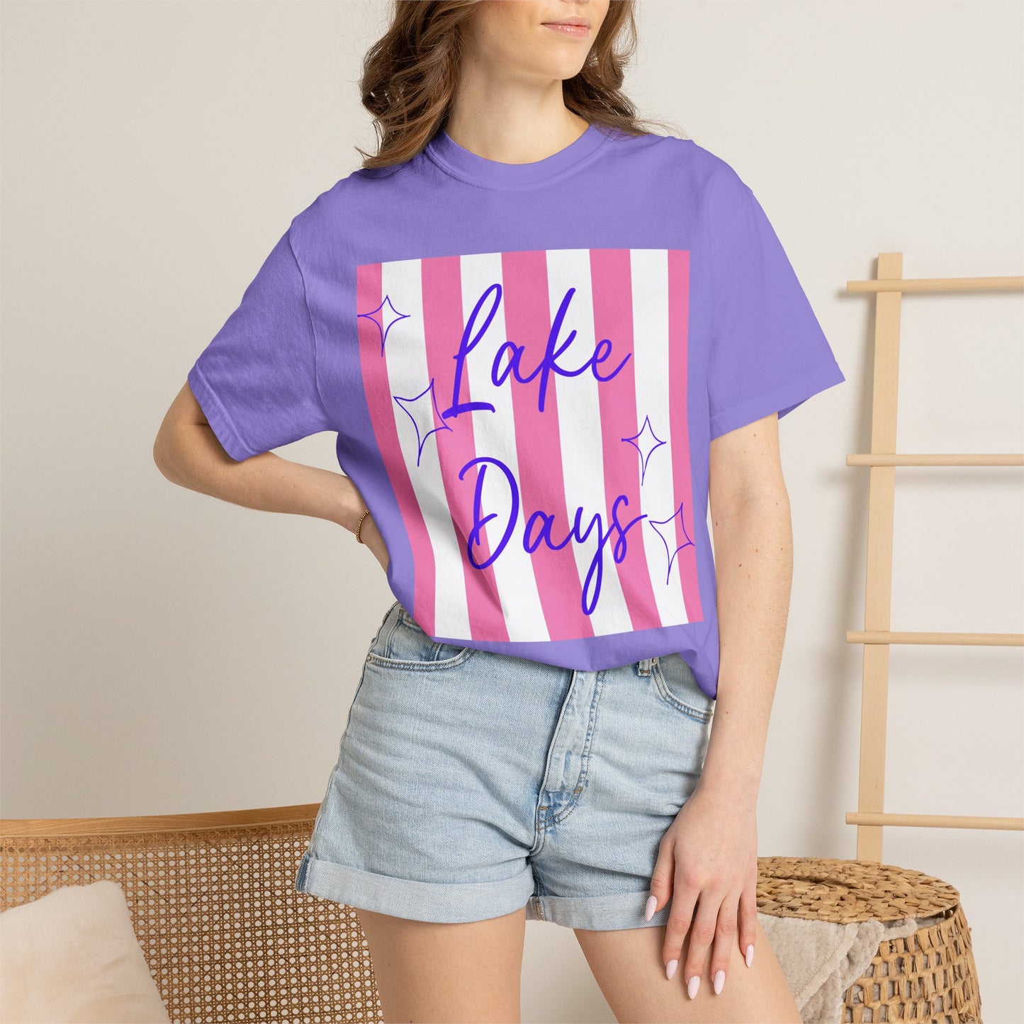 Lake Days T-Shirt — Pink Stripe Summer Tee