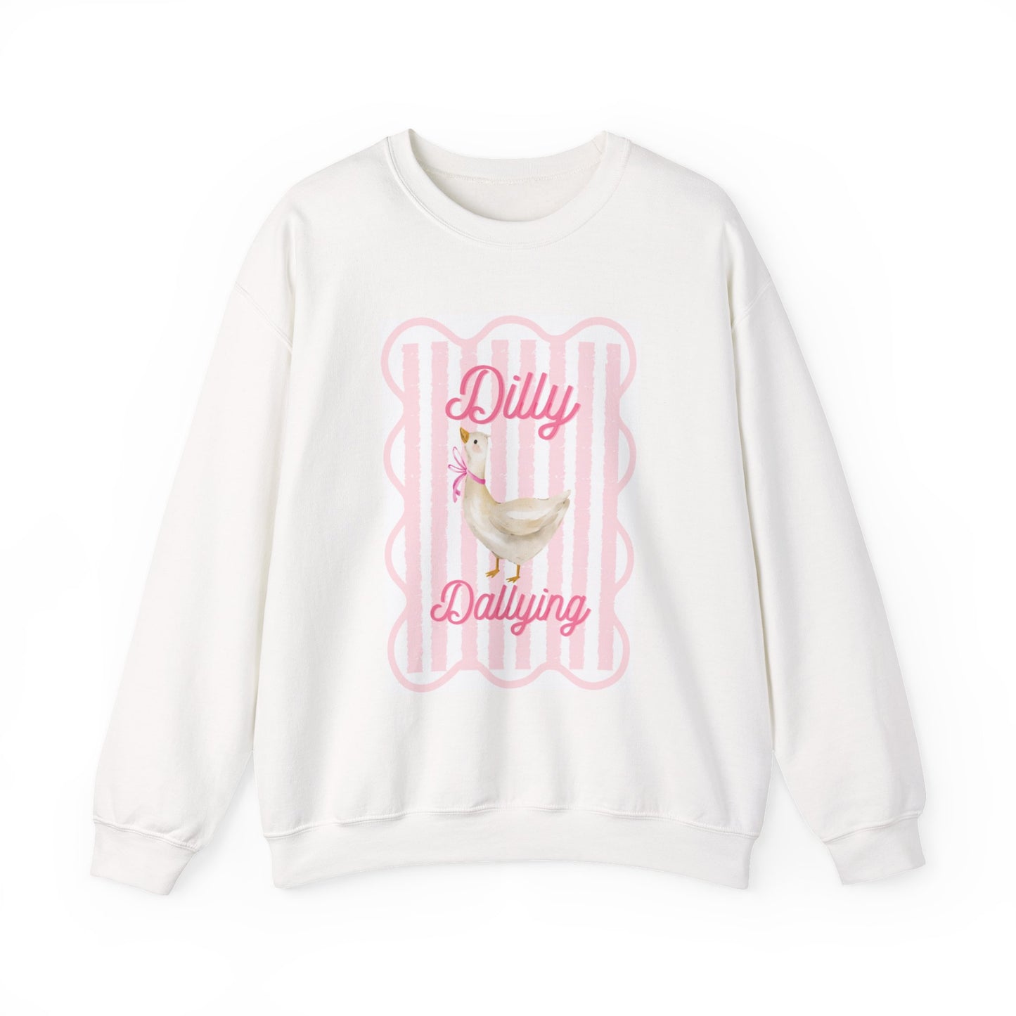 Chicken Crewneck Sweatshirt — "Dilly Dallying" Cute Pastel Hen Graphic
