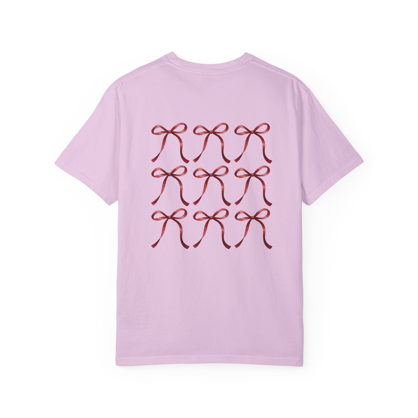 T-Shirt — Red Ribbon Pocket & Back Bow Print