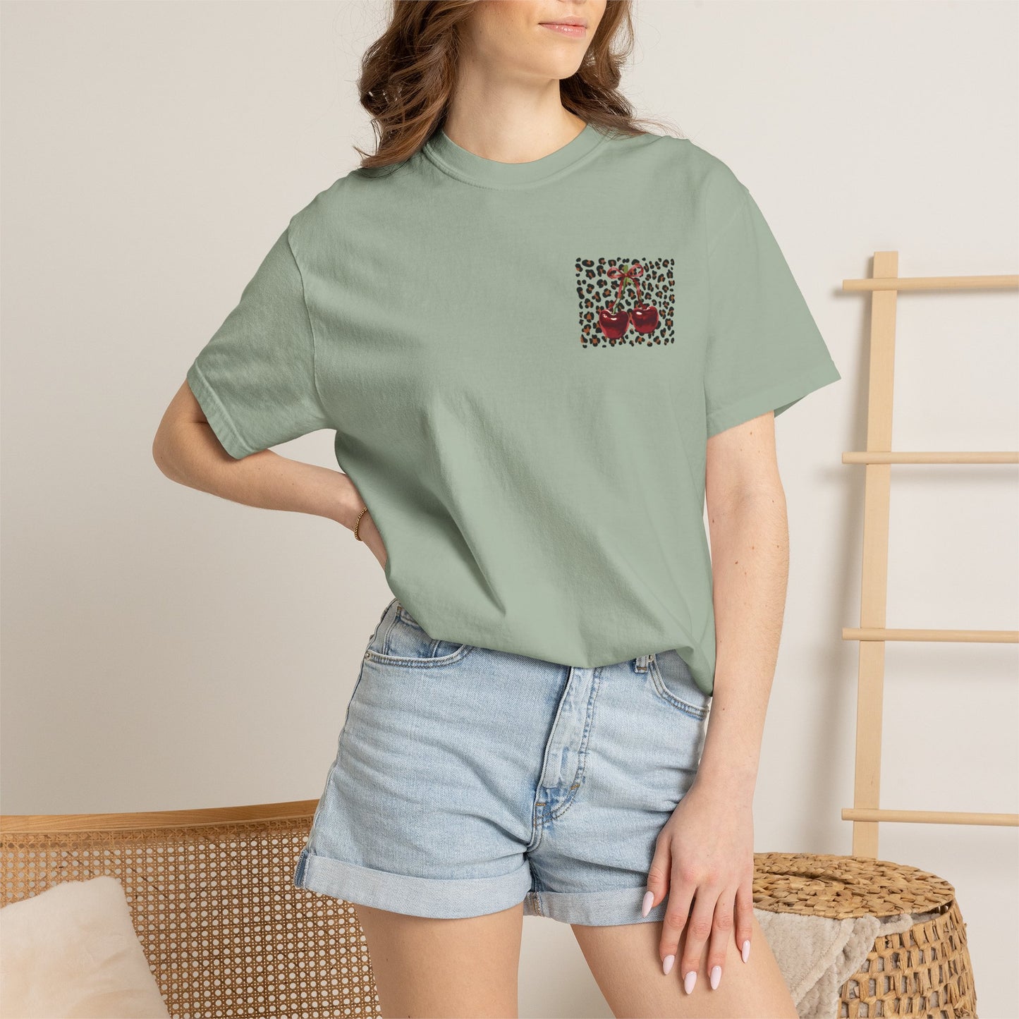 T-Shirt — Red Ribbon Pocket & Back Bow Print