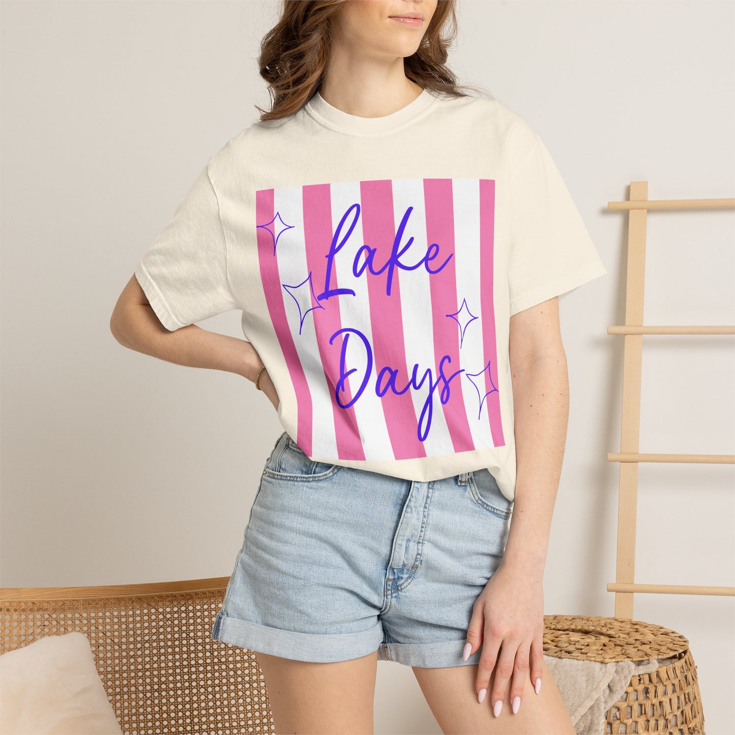 Lake Days T-Shirt — Pink Stripe Summer Tee