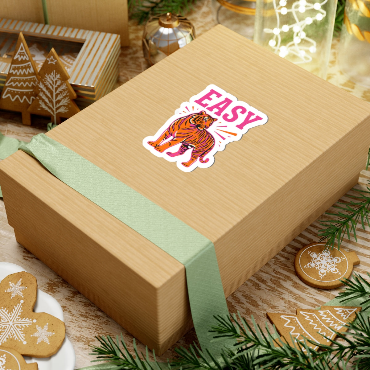 Easy Tiger retro tiger sticker | Kiss-cut vinyl sticker, summer vacation vibes