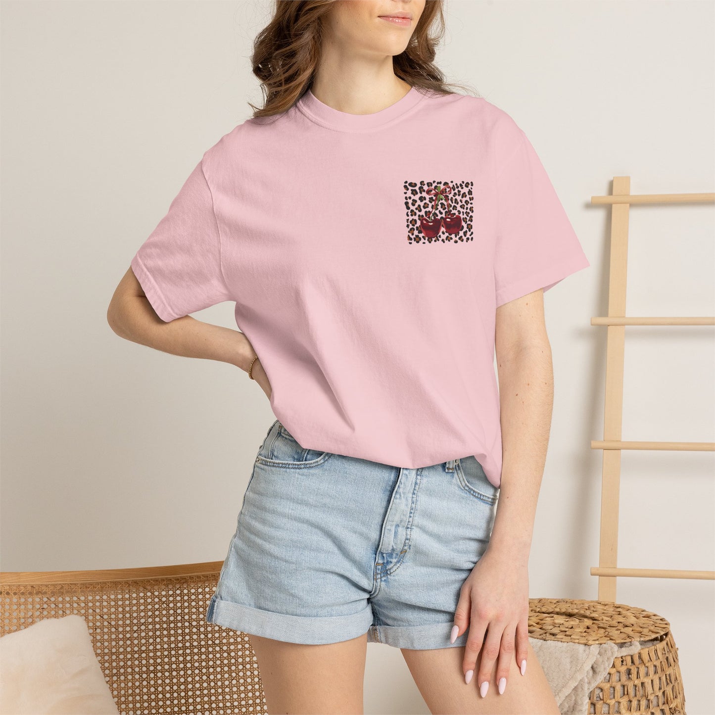 T-Shirt — Red Ribbon Pocket & Back Bow Print