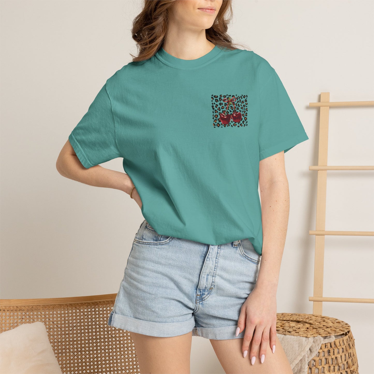 T-Shirt — Red Ribbon Pocket & Back Bow Print