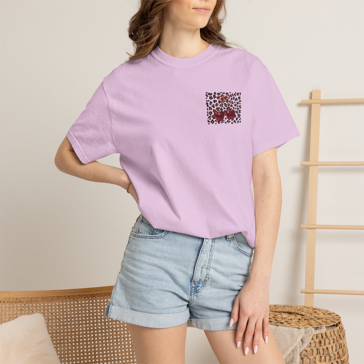 T-Shirt — Red Ribbon Pocket & Back Bow Print