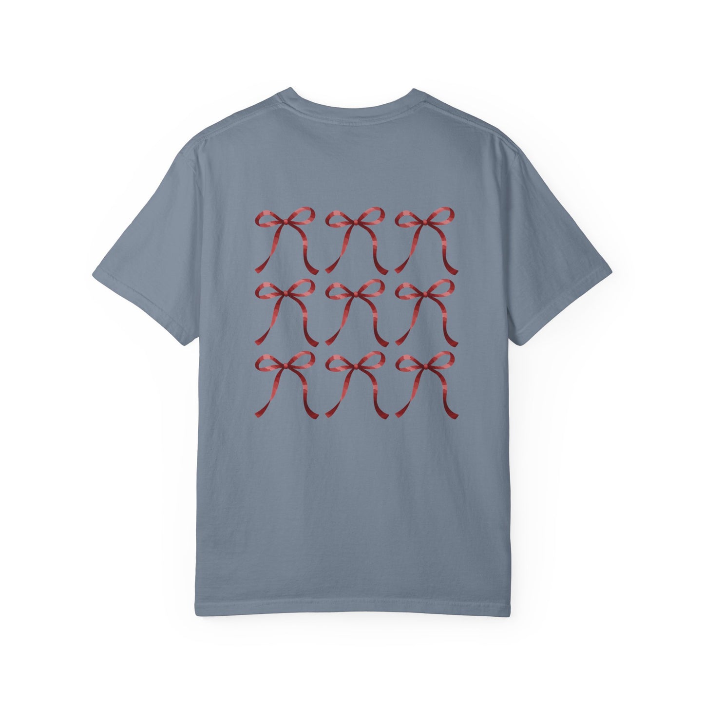 T-Shirt — Red Ribbon Pocket & Back Bow Print
