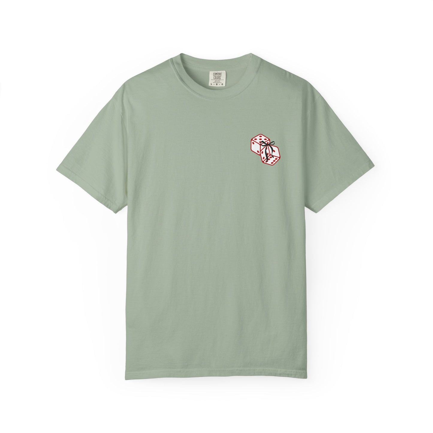 Cherry Babe T‑Shirt — Retro Pink Cherries, Dice & Hearts Graphic Tee