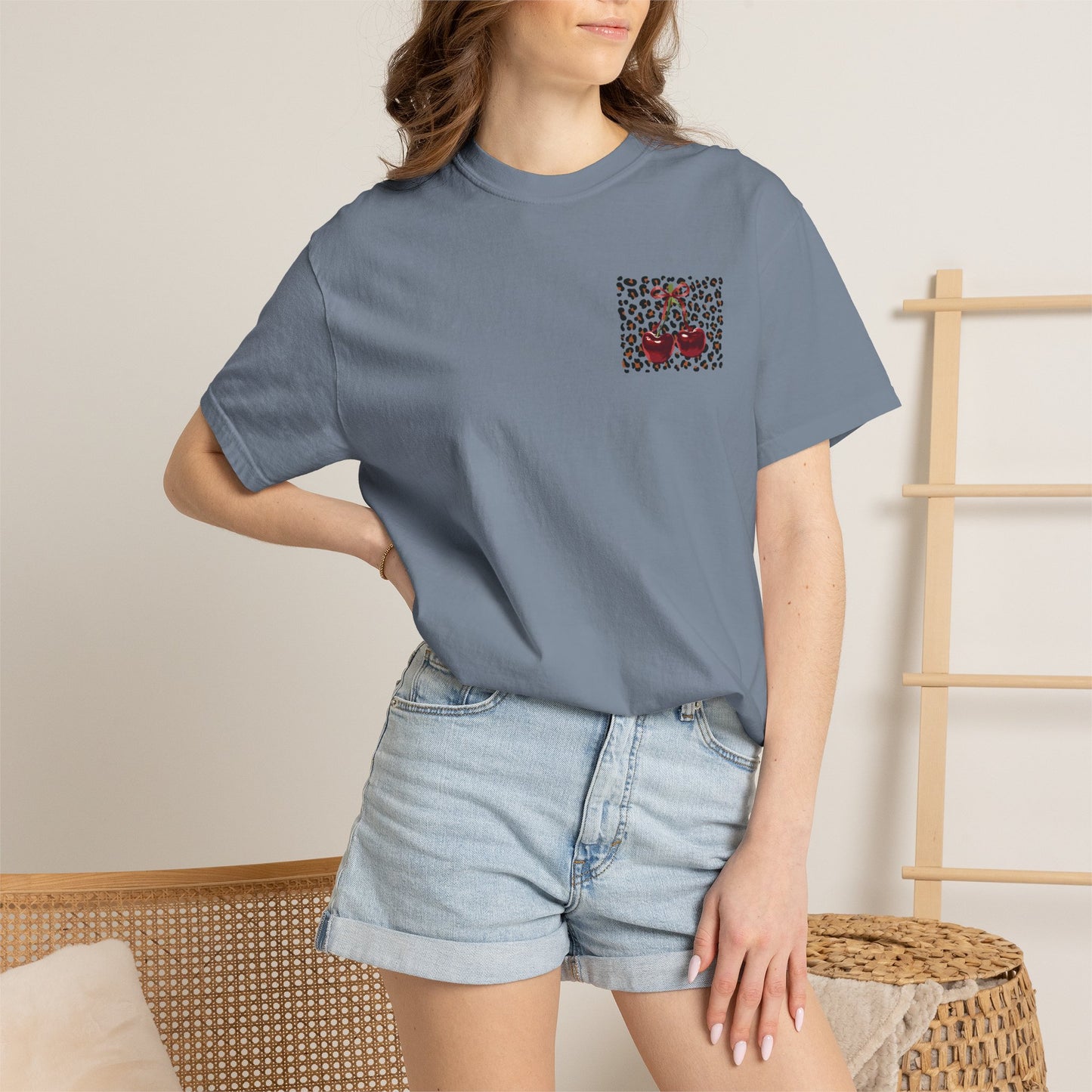 T-Shirt — Red Ribbon Pocket & Back Bow Print