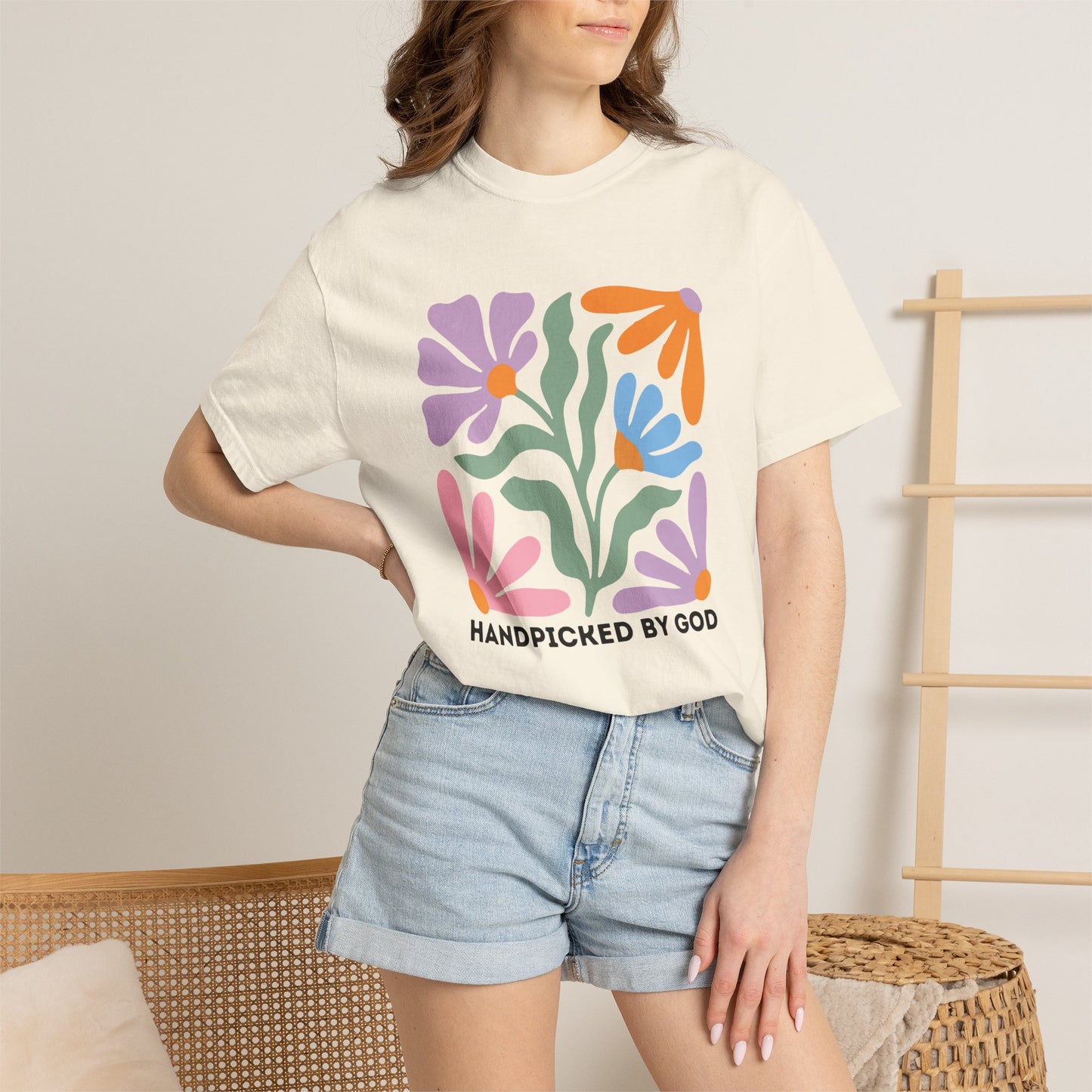 Handpicked by God Floral T-Shirt — Colorful Faith Graphic Tee