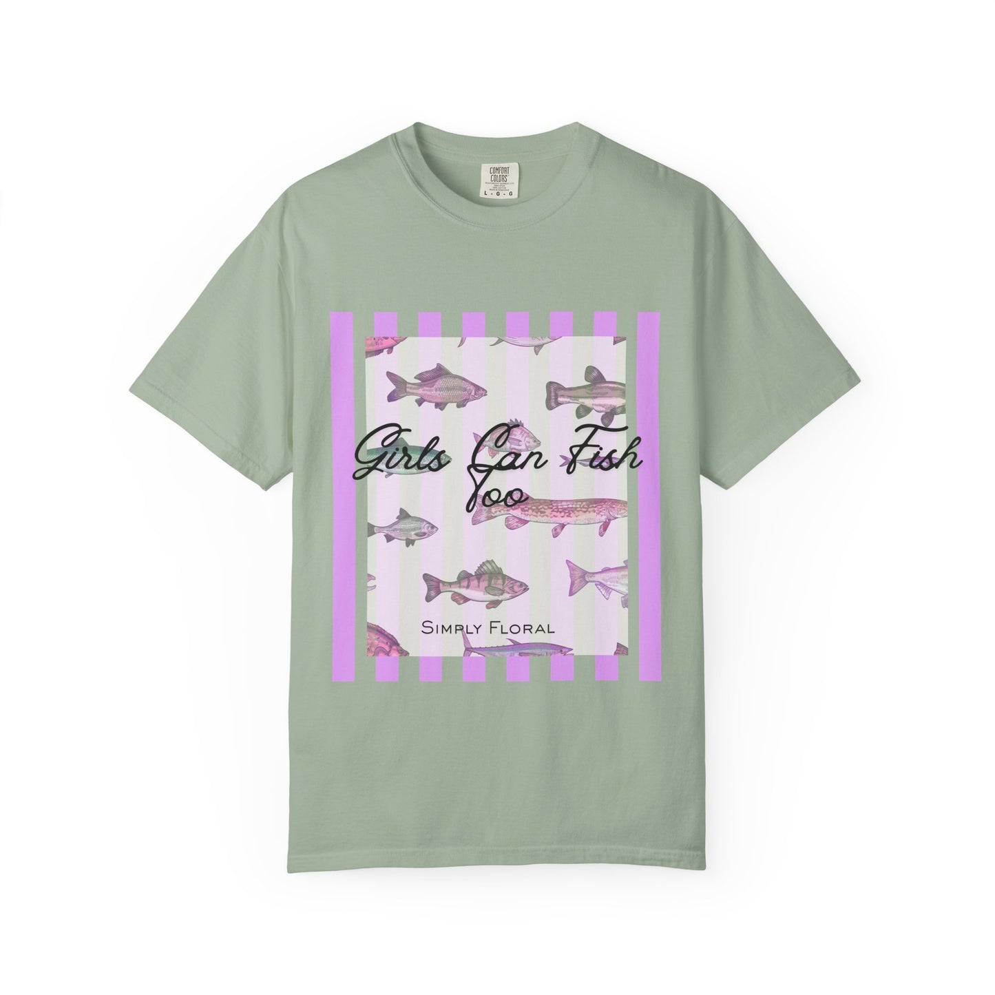 Girls Can Fish Too T-Shirt — Floral Fish Graphic Tee