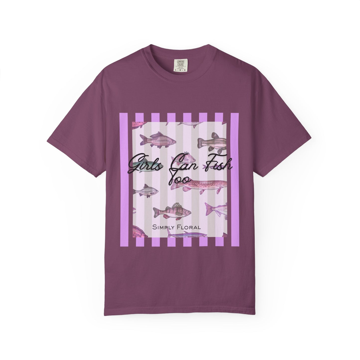 Girls Can Fish Too T-Shirt — Floral Fish Graphic Tee