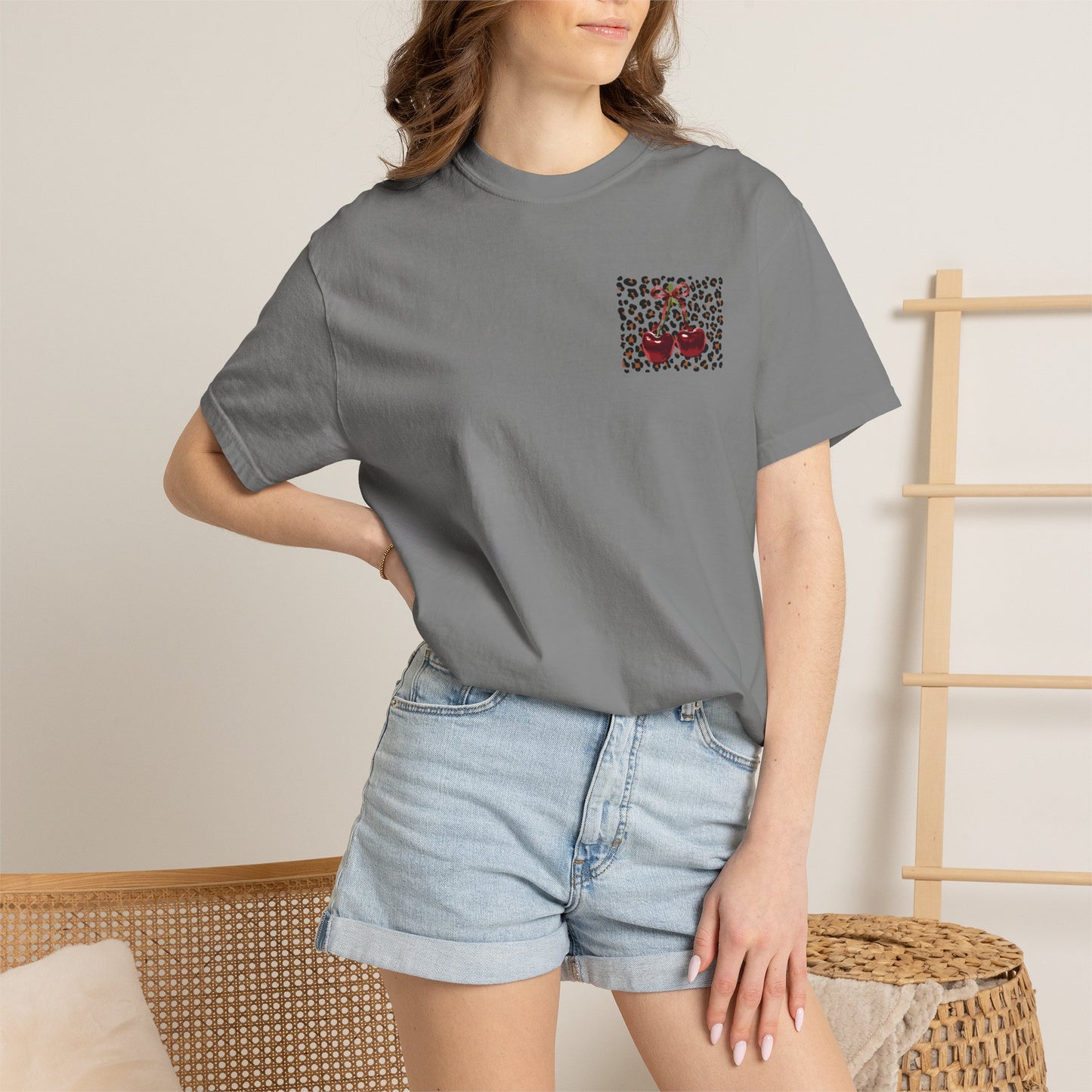 T-Shirt — Red Ribbon Pocket & Back Bow Print