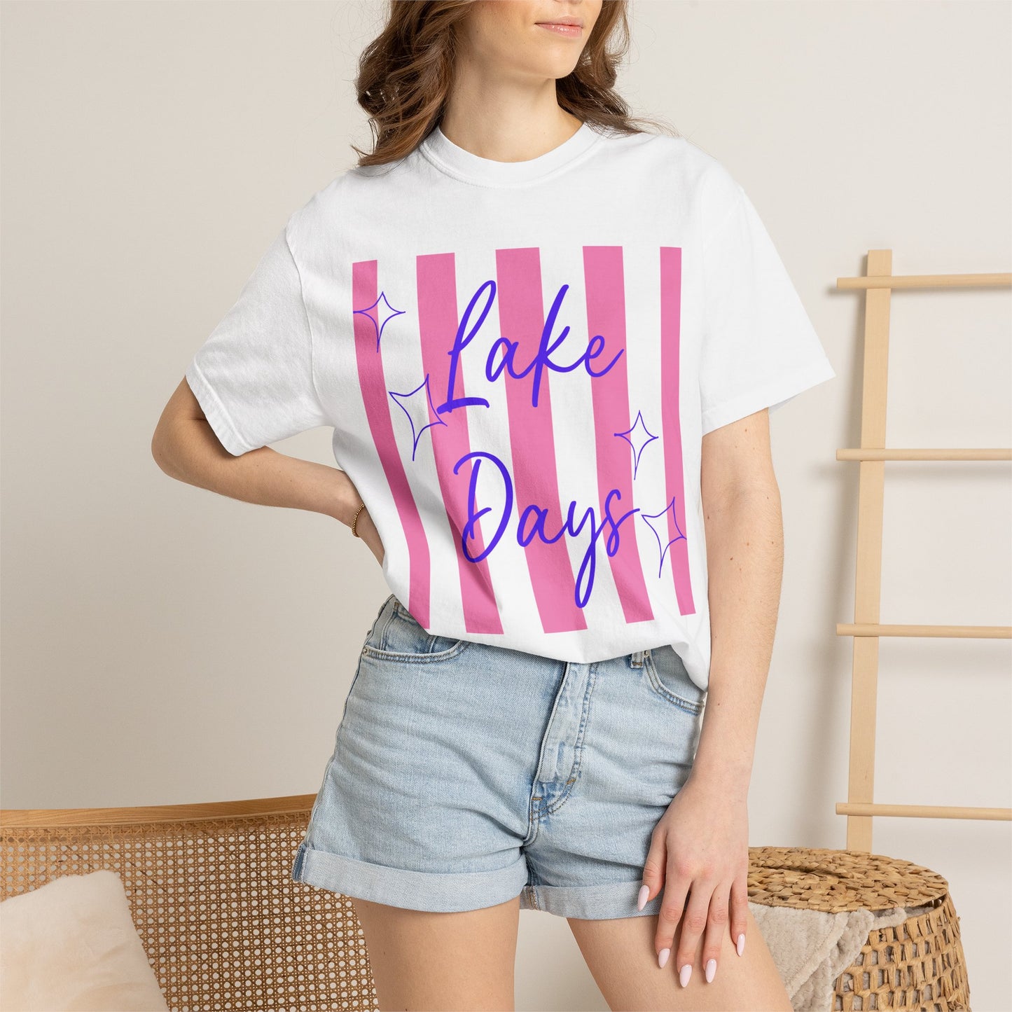 Lake Days T-Shirt — Pink Stripe Summer Tee