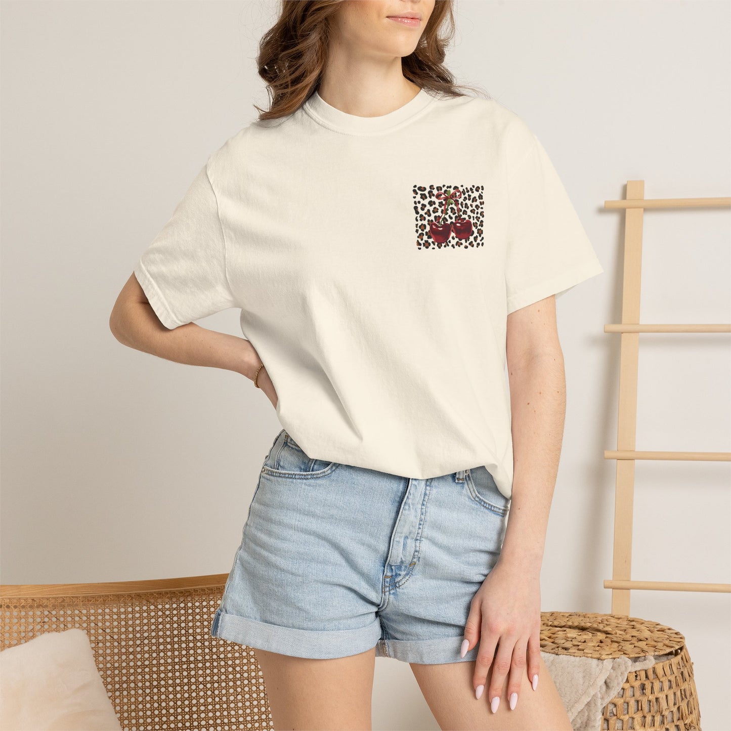 T-Shirt — Red Ribbon Pocket & Back Bow Print