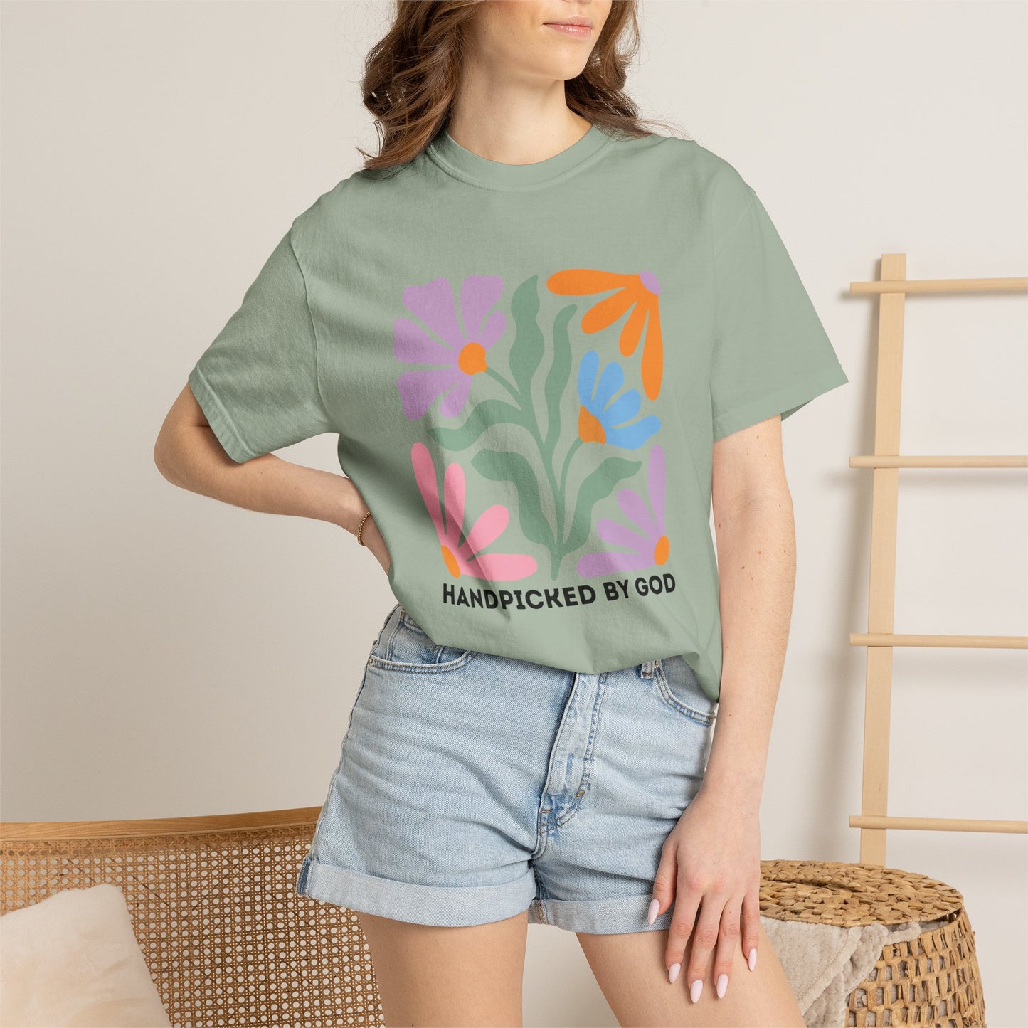 Handpicked by God Floral T-Shirt — Colorful Faith Graphic Tee