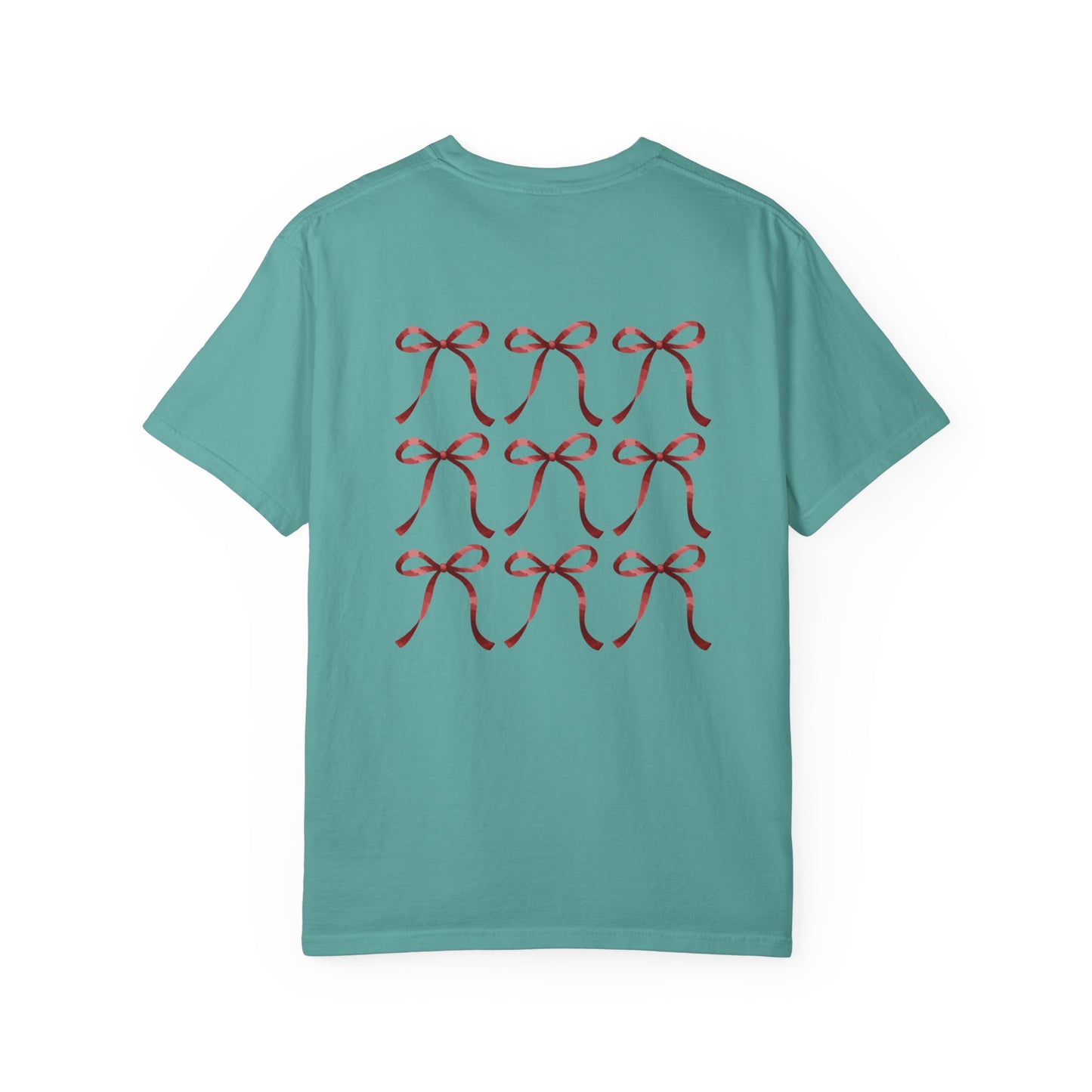 T-Shirt — Red Ribbon Pocket & Back Bow Print