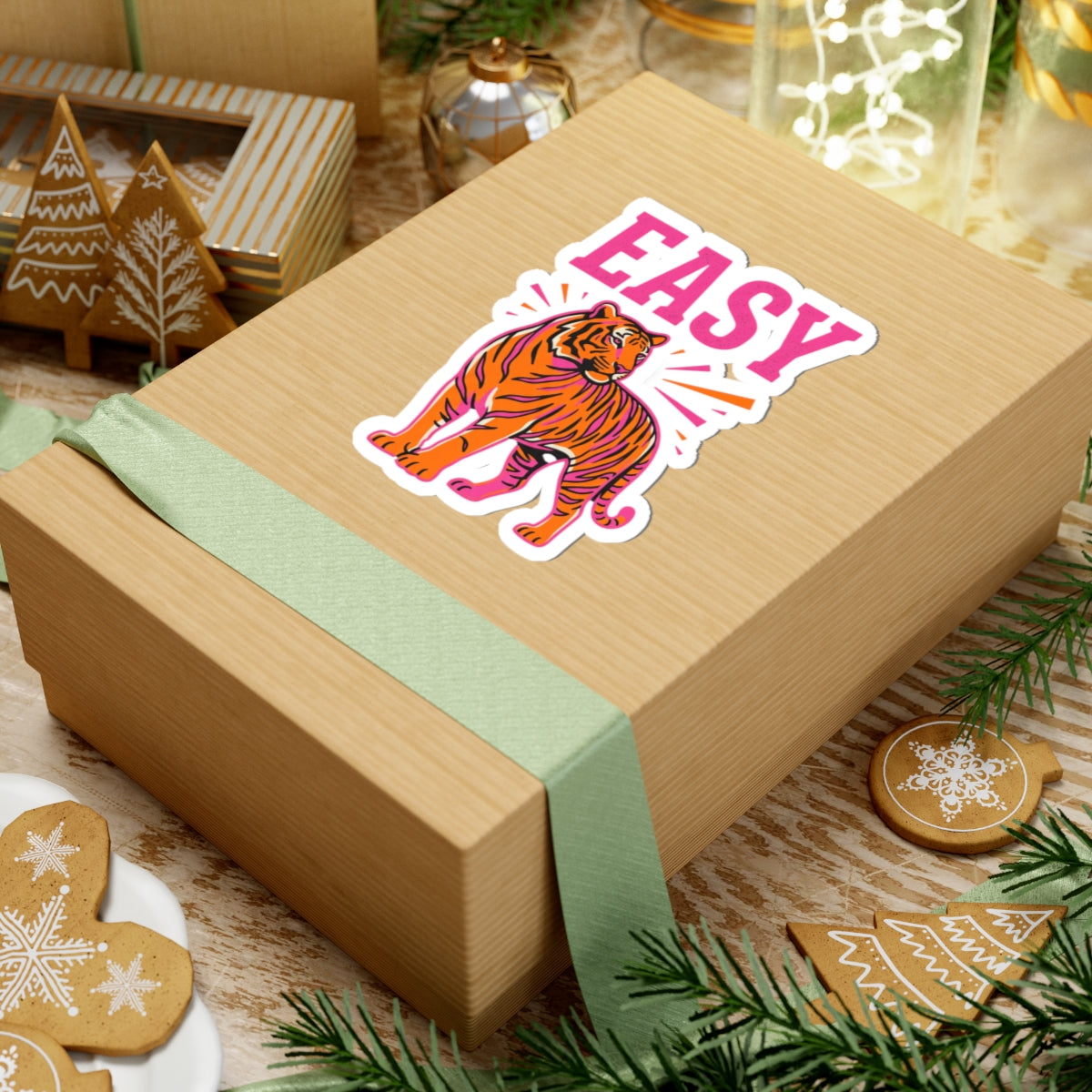 Easy Tiger retro tiger sticker | Kiss-cut vinyl sticker, summer vacation vibes