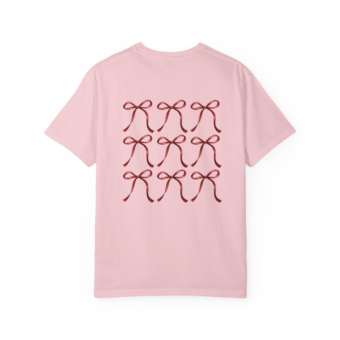 T-Shirt — Red Ribbon Pocket & Back Bow Print