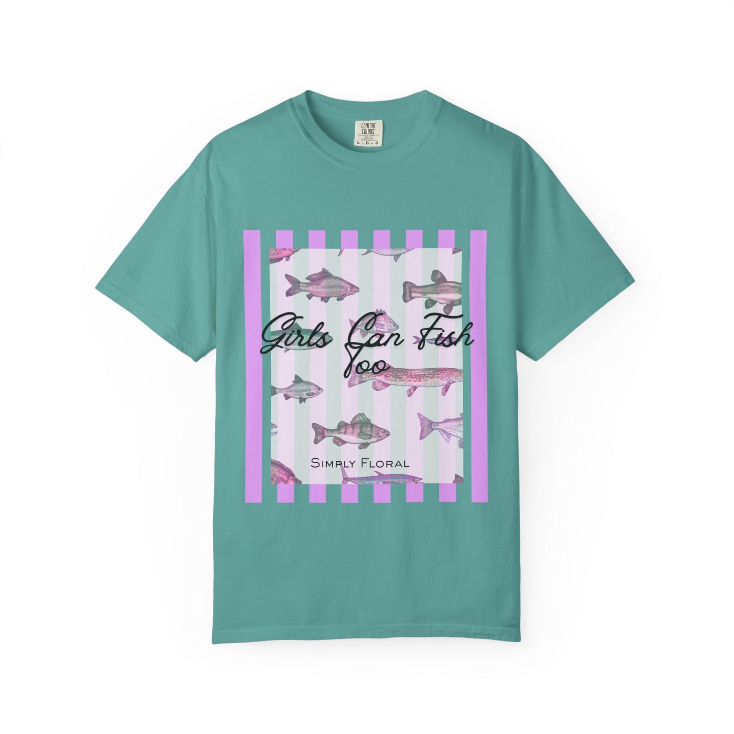Girls Can Fish Too T-Shirt — Floral Fish Graphic Tee