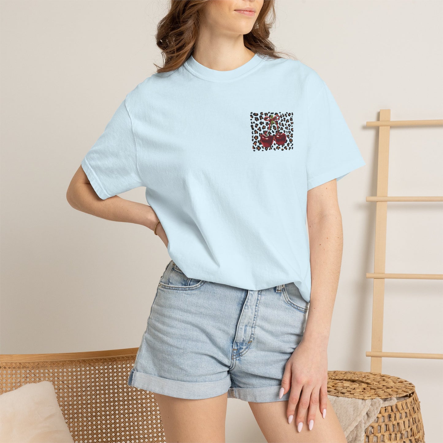 T-Shirt — Red Ribbon Pocket & Back Bow Print