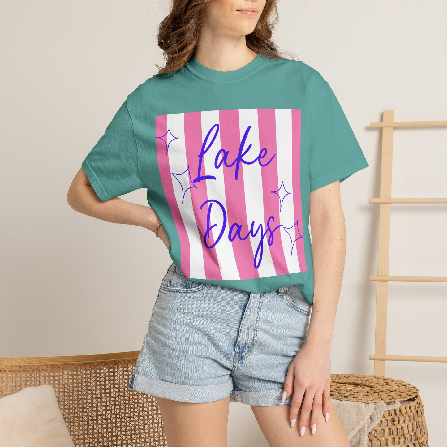 Lake Days T-Shirt — Pink Stripe Summer Tee