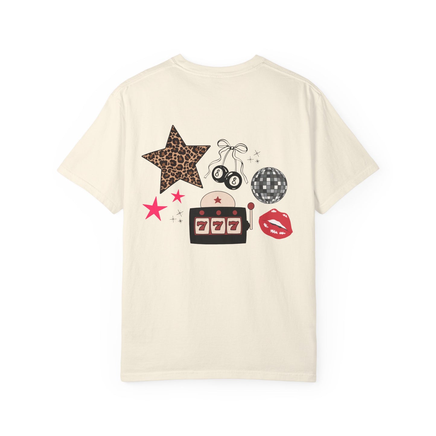 LOVE Leopard Kiss Graphic T‑Shirt — Retro Casino & Disco Chest Print