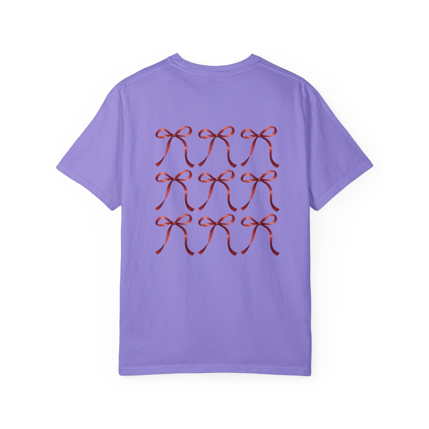 T-Shirt — Red Ribbon Pocket & Back Bow Print