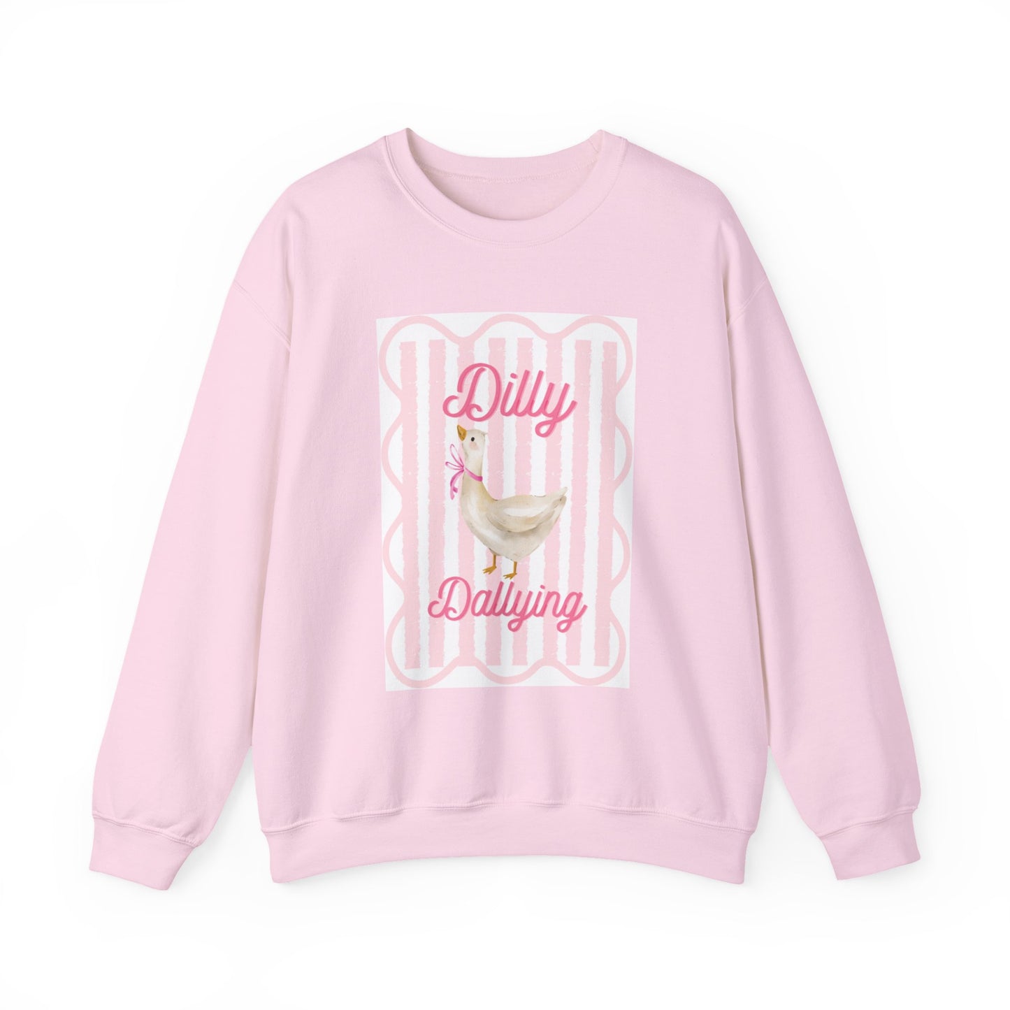 Chicken Crewneck Sweatshirt — "Dilly Dallying" Cute Pastel Hen Graphic