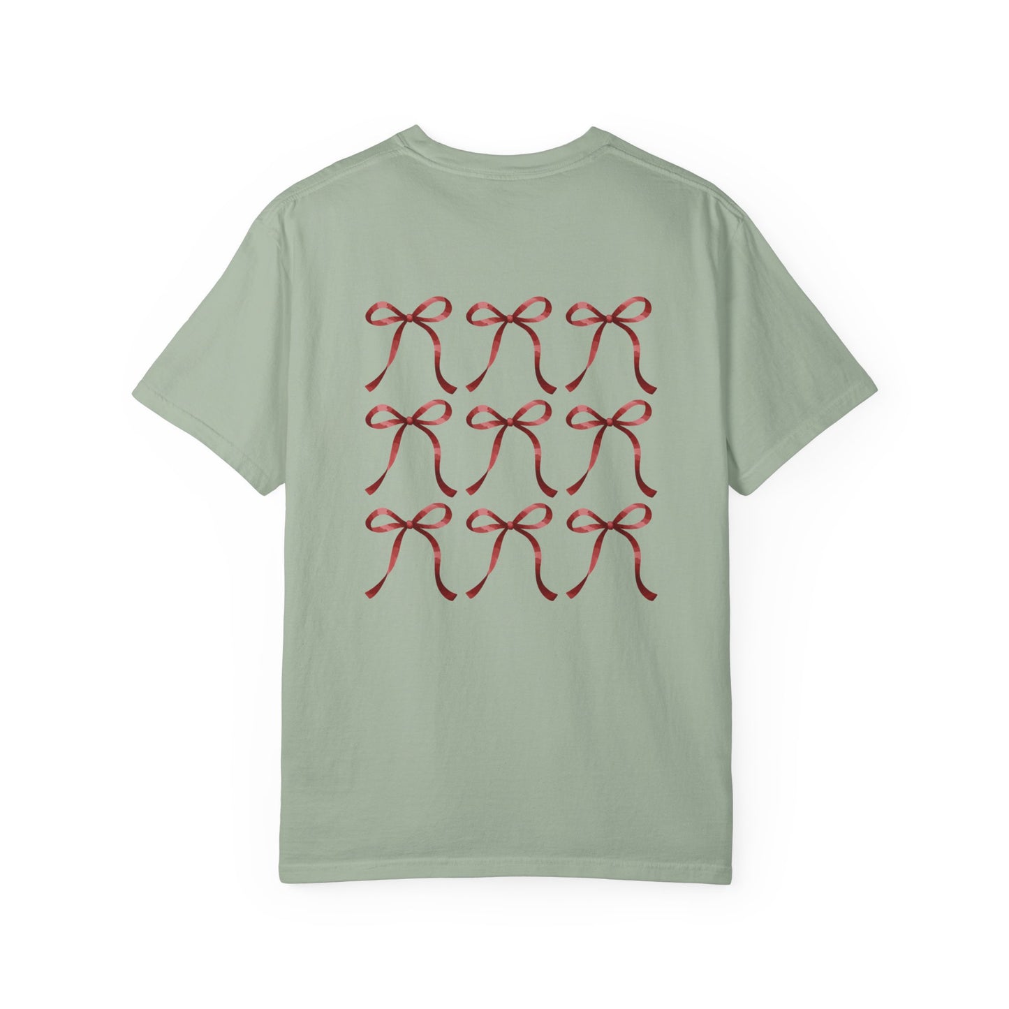 T-Shirt — Red Ribbon Pocket & Back Bow Print