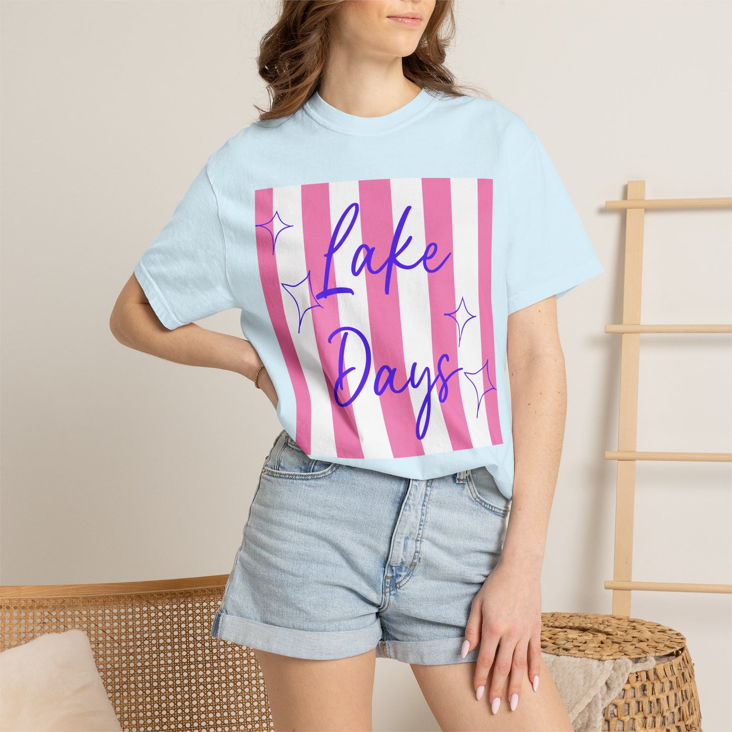 Lake Days T-Shirt — Pink Stripe Summer Tee