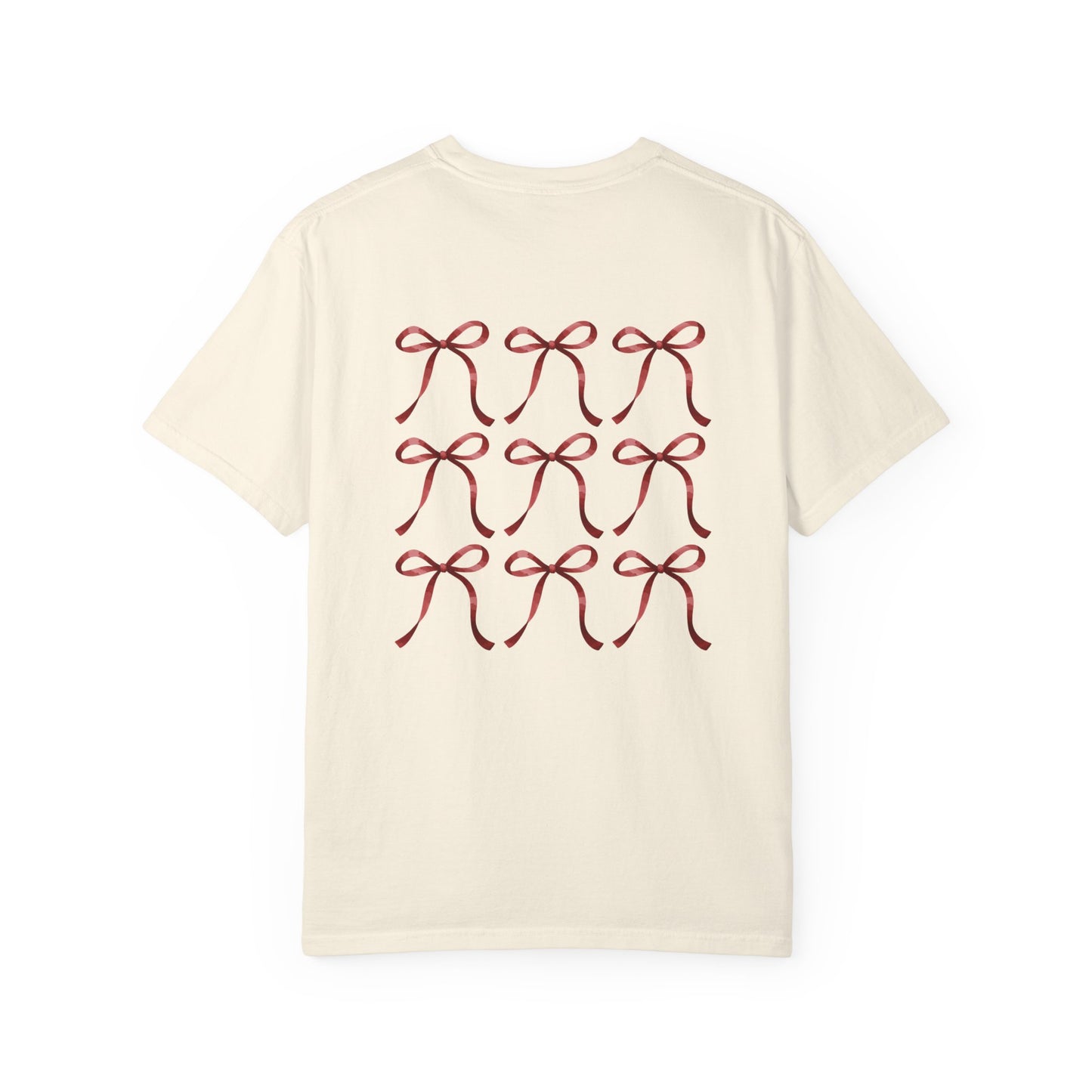 T-Shirt — Red Ribbon Pocket & Back Bow Print